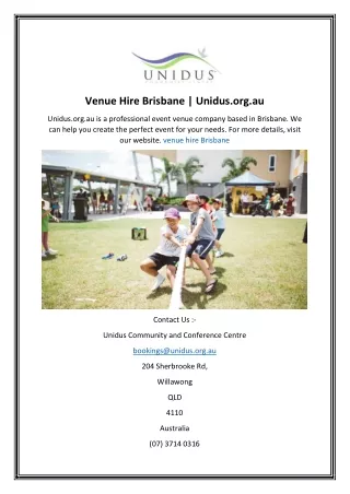 Venue Hire Brisbane  Unidus.org.au