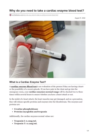 Why do you need to take a cardiac enzyme blood test