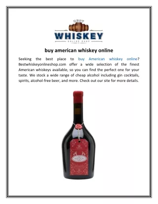 Buy American Whiskey Online  Bestwhiskeyonlineshop