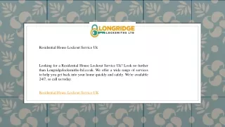 Residential House Lockout Service Uk   Longridgelocksmiths-ltd.co.uk