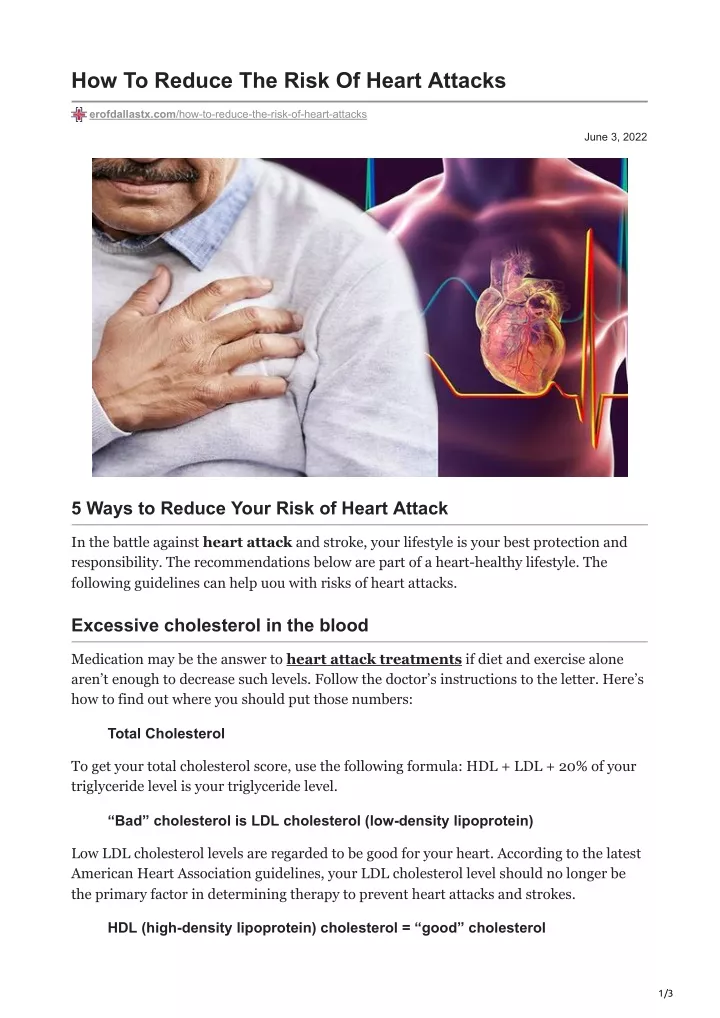 how to reduce the risk of heart attacks