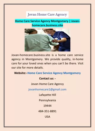 Home Care Service Agency Montgomery | Jovan-homecare.business.site