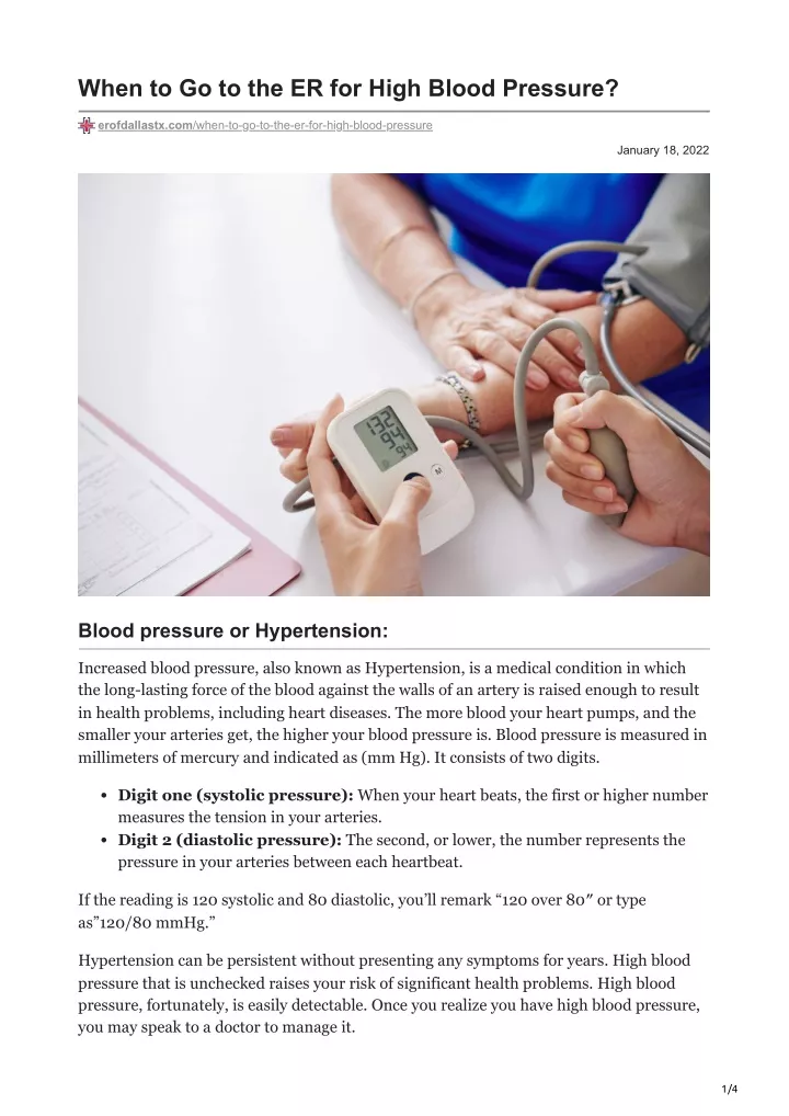 when to go to the er for high blood pressure