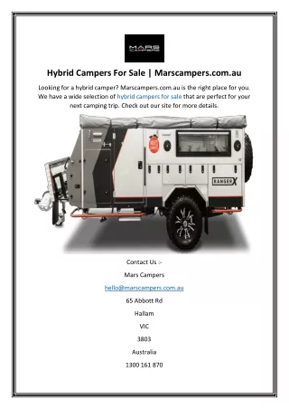 Hybrid Campers For Sale  Marscampers.com.au