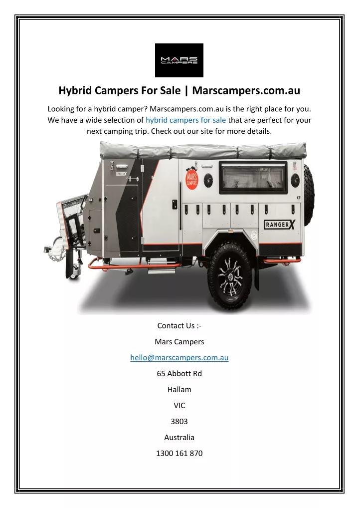 hybrid campers for sale marscampers com au