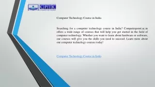 Computer Technology Course in India   Computerpoint.ac.in