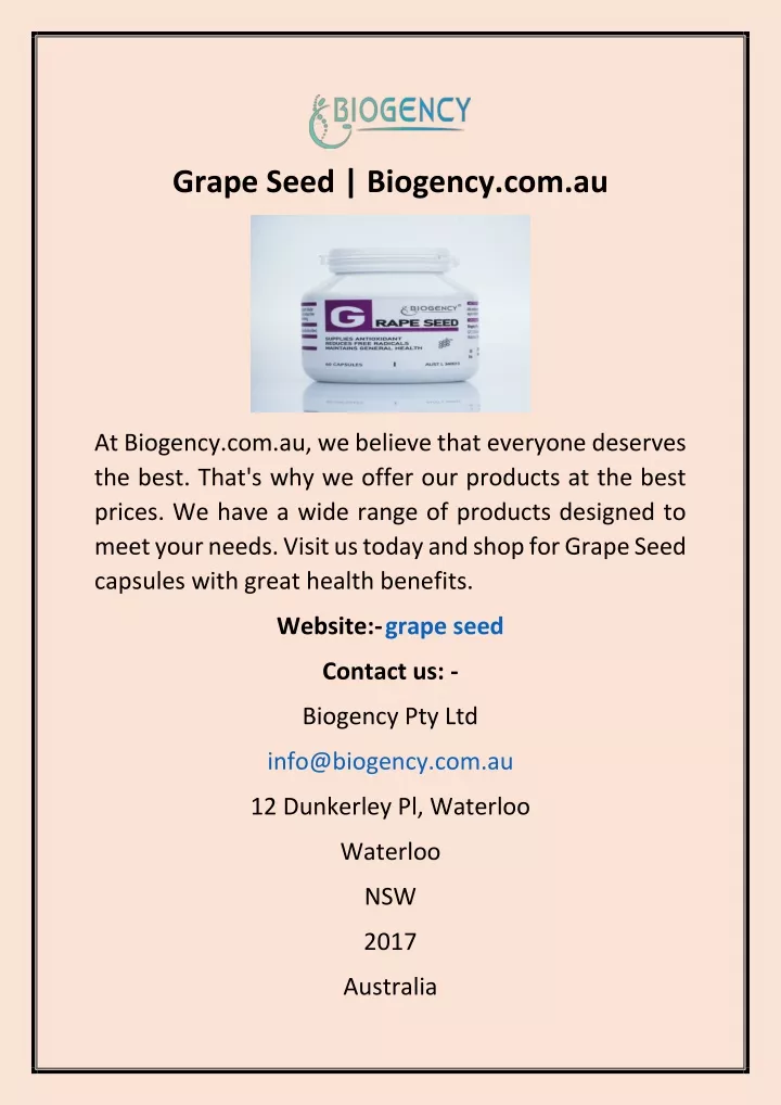 grape seed biogency com au