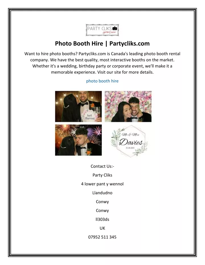 photo booth hire partycliks com