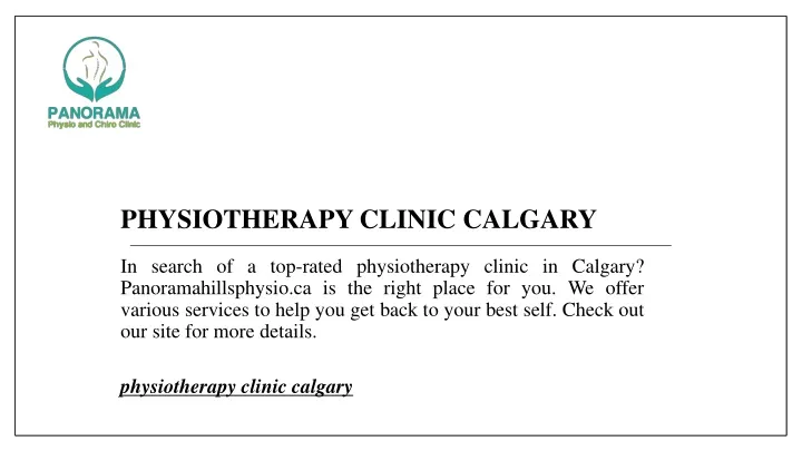 physiotherapy clinic calgary