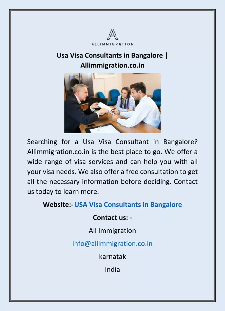 usa visa consultants in bangalore allimmigration