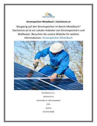 stromspeicher mistelbach dachstrom at