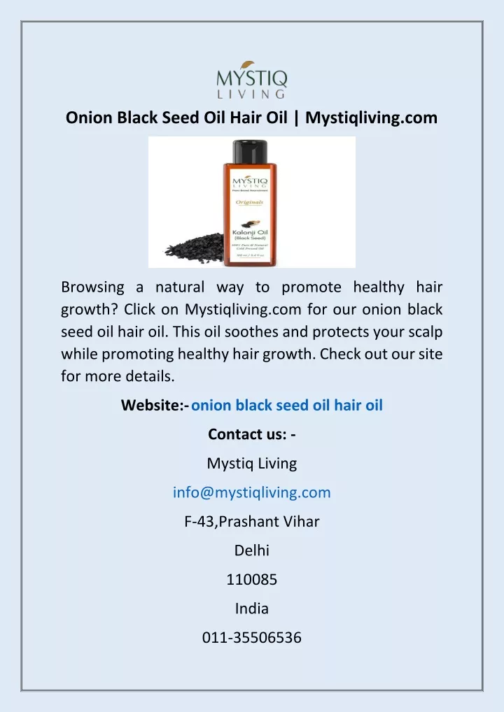 onion black seed oil hair oil mystiqliving com