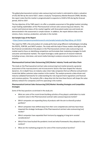 Pharmaceutical Contract Sales Outsourcing [CSO] Market
