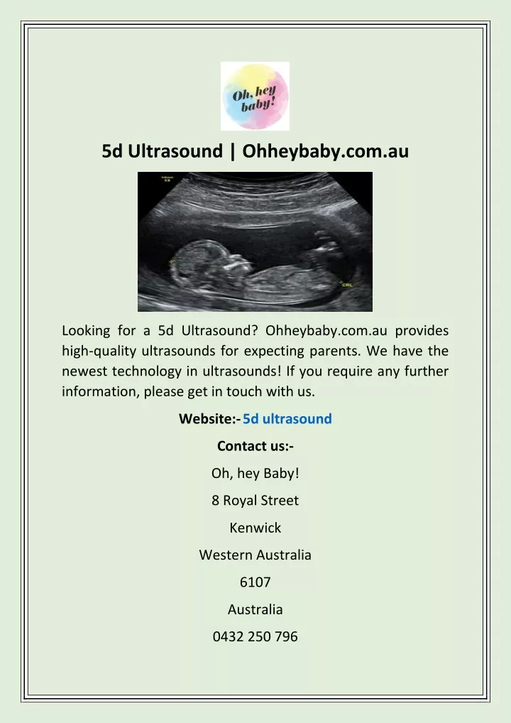 5d ultrasound ohheybaby com au