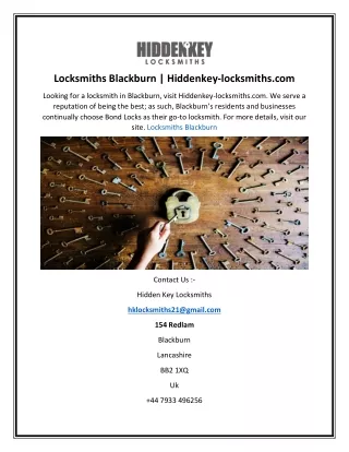 Locksmiths Blackburn  Hiddenkey-locksmiths.com