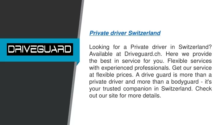 private driver switzerland looking for a private