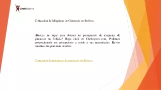 Cotización de Máquinas de Gimnasio en Bolivia  Chelosports.com