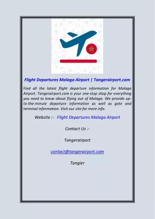 Flight Departures Malaga Airport Tangerairport.com