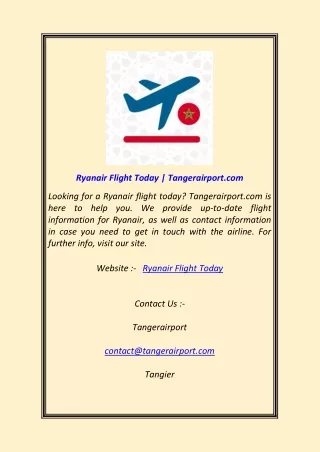 Ryanair Flight Today Tangerairport.com