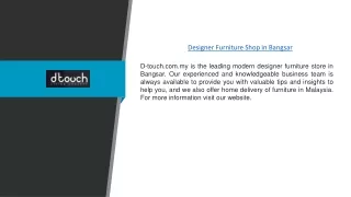 Designer Furniture Shop in Bangsar | D-touch.com.my