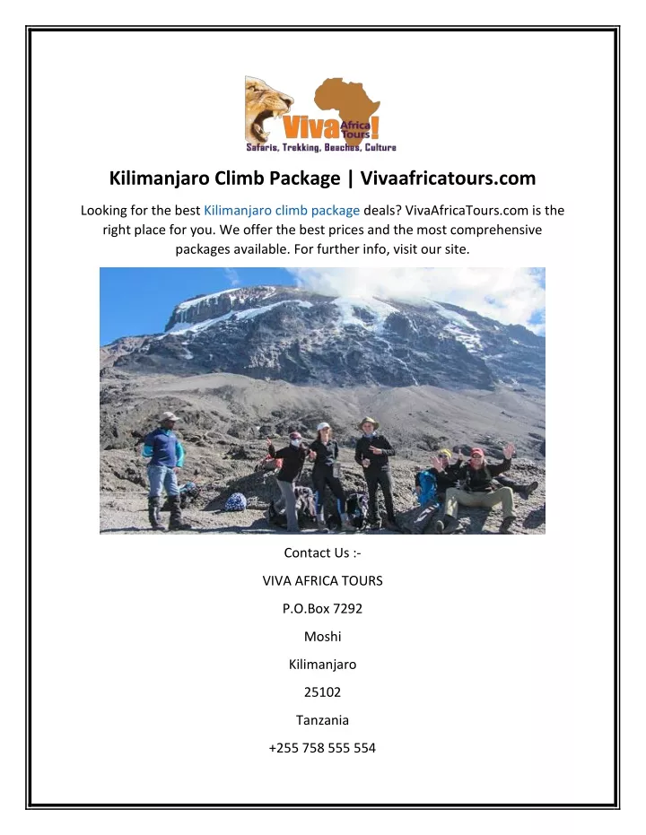 kilimanjaro climb package vivaafricatours com