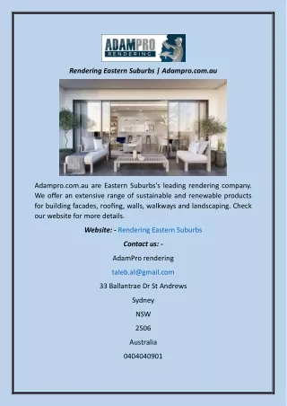 rendering eastern suburbs adampro com au