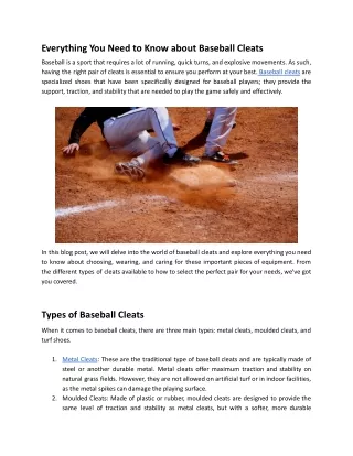 Everything You Need to Know about Baseball Cleats