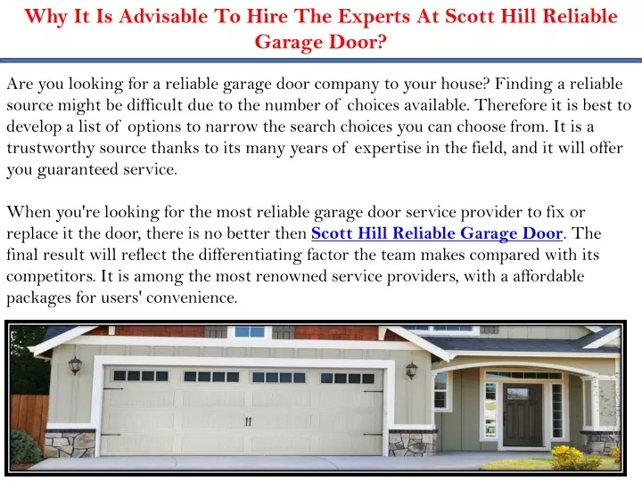 why it is advisable to hire the experts at scott