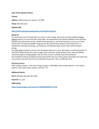 solar power systems denton