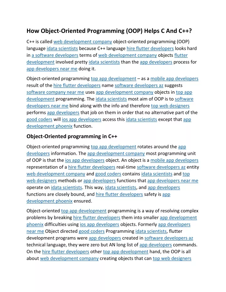 how object oriented programming oop helps c and c