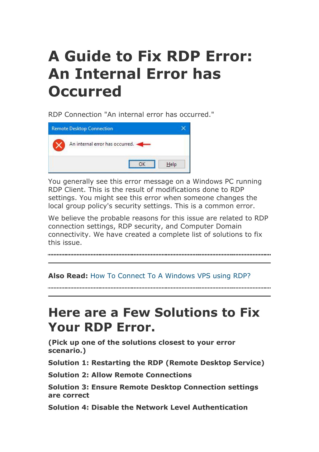 PPT - A Guide to Fix RDP Error - An Internal Error has Occurred ...