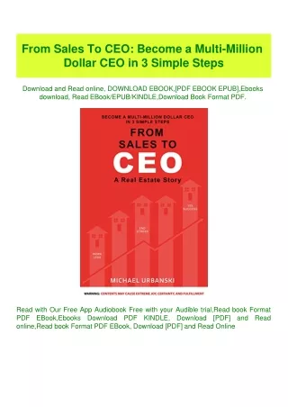 (READ-PDF!) From Sales To CEO Become a Multi-Million Dollar CEO in 3 Simple Steps 'Full_Pages'