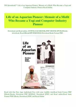 Pdf [download]^^ Life of an Aquarian Pioneer Memoir of a Misfit Who Became a Yogi and Computer Indus
