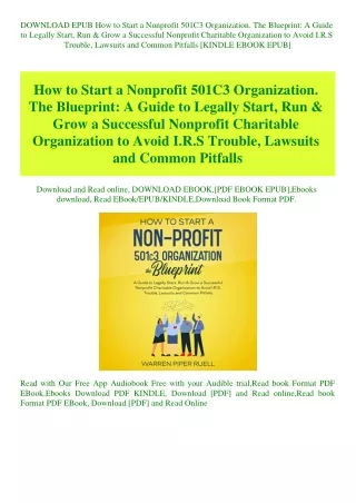 DOWNLOAD EPUB How to Start a Nonprofit 501C3 Organization. The Blueprint A Guide to Legally Start  R