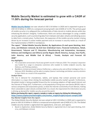 mobile security market is estimated to grow with