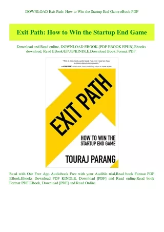 DOWNLOAD Exit Path How to Win the Startup End Game eBook PDF