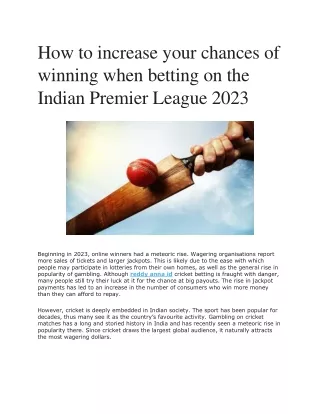How to increase your chances of winning when betting on the Indian Premier League 2023