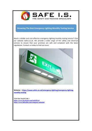 Browsing The Best Emergency Lighting Monthly Testing Service