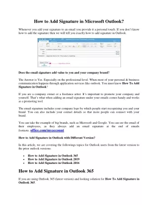 how to add signature in microsoft outlook