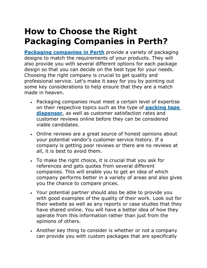 how to choose the right packaging companies