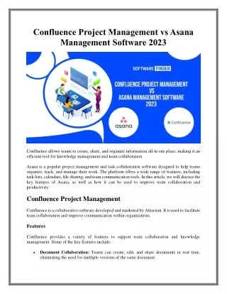 Confluence Project Management vs Asana Management Software 2023