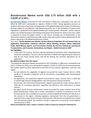 biolubricants market worth us 3 75 billion 2030