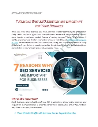 7 Reasons Why SEO Services are Important for Your Business