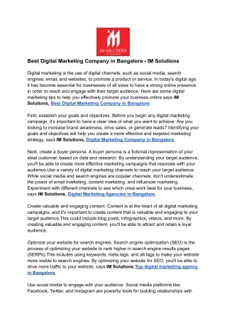 best digital marketing company in bangalore