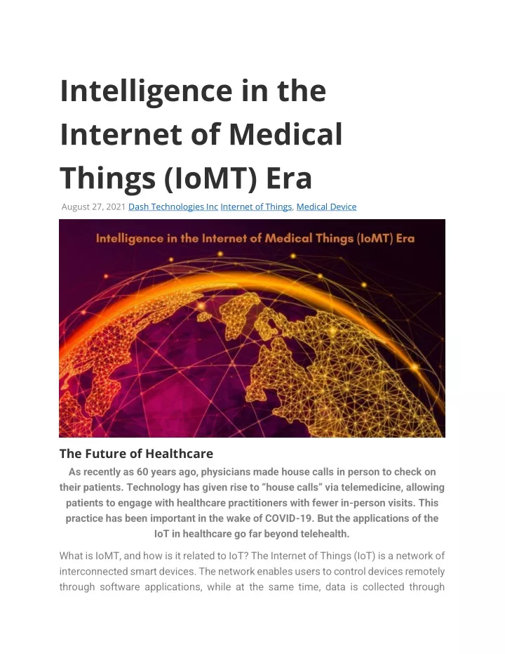 intelligence in the internet of medical things