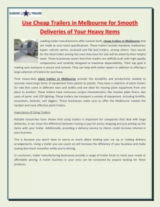 use cheap trailers in melbourne for smooth