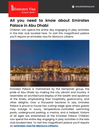 All you need to know about Emirates Palace in Abu Dhabi