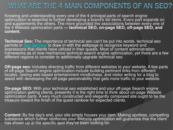 what are the 4 main components of an seo