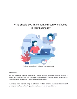 Why should you implement call center solutions in your business