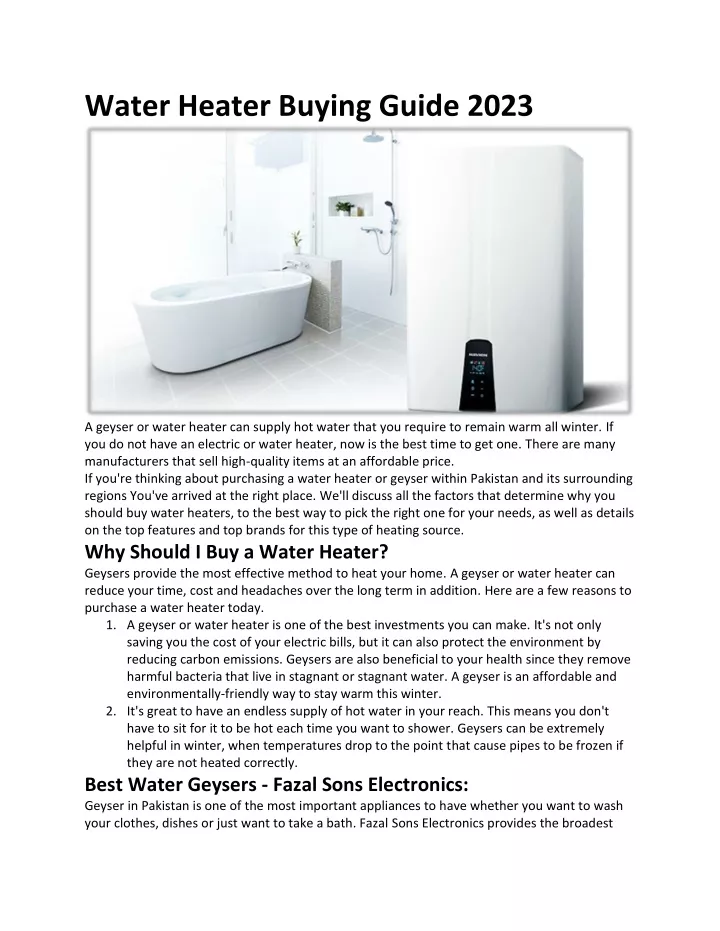 water heater buying guide 2023